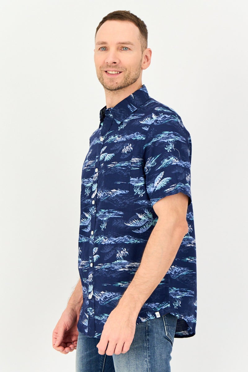 Chaps Men Regular Fit Short Sleeve Allover Print Casual Shirt, Multicolor - Image 4