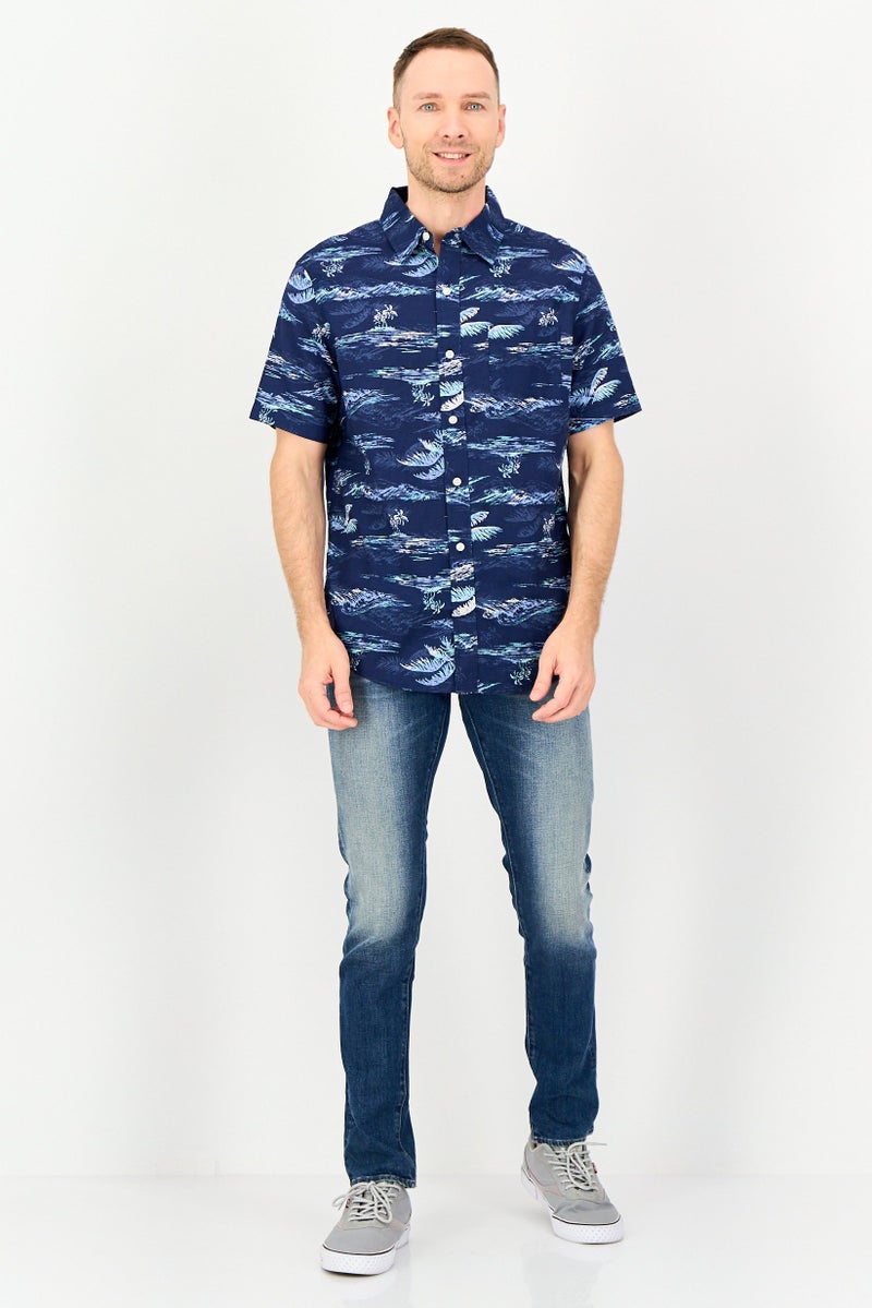 Chaps Men Regular Fit Short Sleeve Allover Print Casual Shirt, Multicolor - Image 3