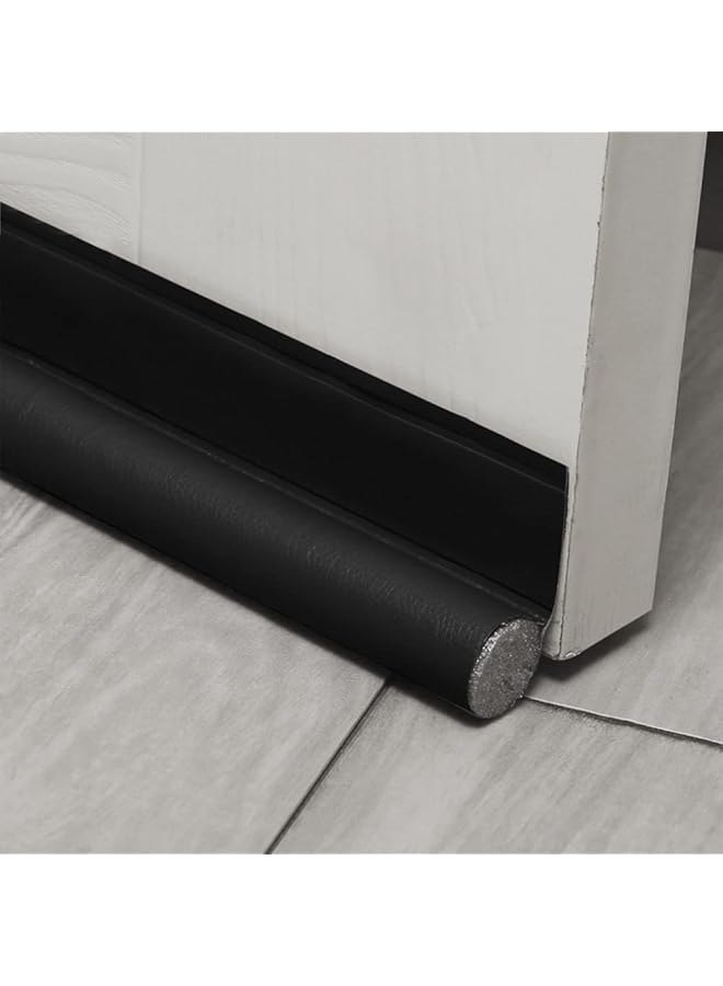 Door Draft Stopper Under Door Draft Blocker Door Seal Sound Proof Adjustable Door Sweeps Bottom Seal Strip Stopper Weather Stripping For Exterior Interior Doors 96Cm Black