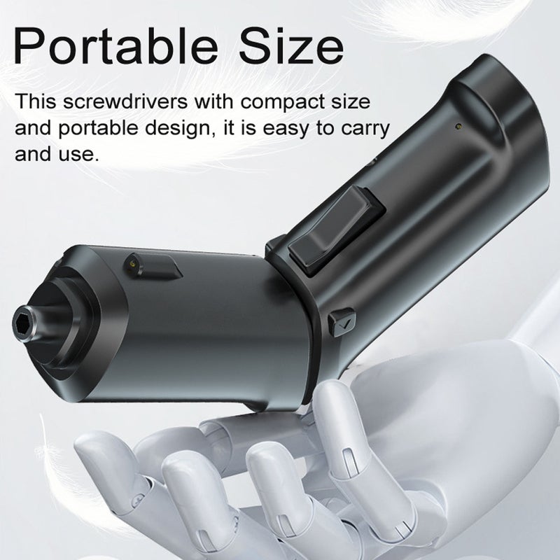 3.5N/M Cordless Portable Electric Screwdriver Bits USB Rechargeable Foldable Electric Screwdriver Bend Straight Heads Adjustable with LED Flashlight for Household Maintenance Cabinet Door - Image 3