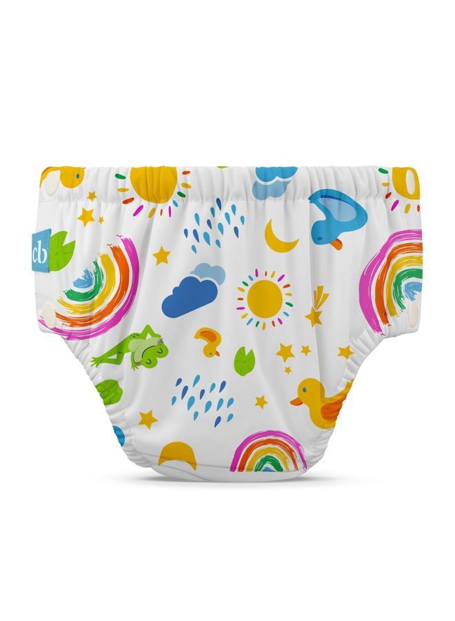 Charlie Banana Reusable Swim Diaper with Snaps, Easy On and Off, Snug Fit to Prevent Leaks, Hello Sunshine, Size M (16-28 lbs) - Image 1