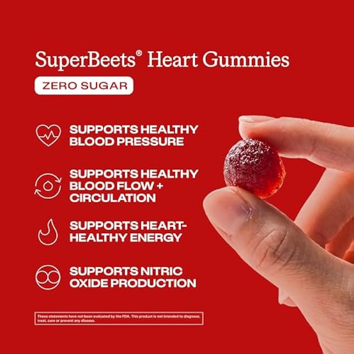 Humann SuperBeets Heart Gummies - Beet Gummy with Heart-Healthy Energy Support, Grape Seed Extract & Beetroot Powder, Zero Sugar - Pomegranate Berry Flavor, 120 Count - Image 2