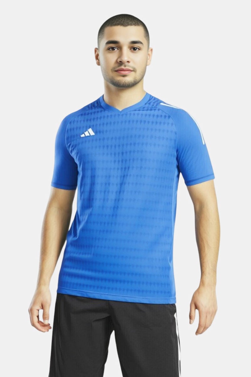 Adidas Men Tall Fit Short Sleeves Running T-Shirt, Blue - Image 1