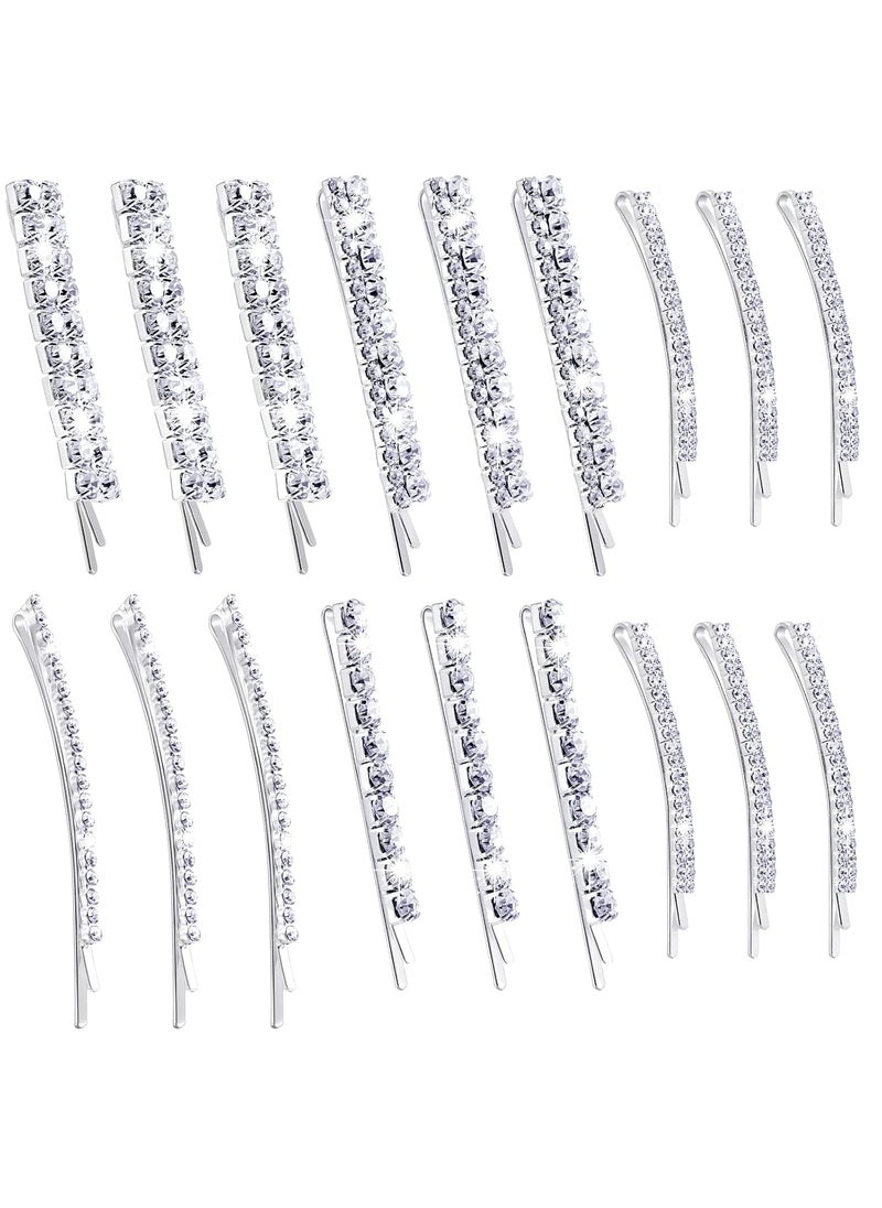 Waydress 15 Pieces Rhinestone Hair Clips Metal Rhinestone Hair Pins Clear Crystal Bobby Pins for Women Luxury Hair Barrettes Bling Hair Pins Hair Accessories for Party Wedding DailySilver 
