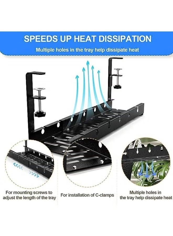 Beauenty Under Desk Cord Organizer, Under Desk Cable Management Tray-The upgraded shrinkable product, No Drill Cable Organizer for Wire Management, No Damage to Desk, Perfect for Office/Home/Kitchens - Image 3