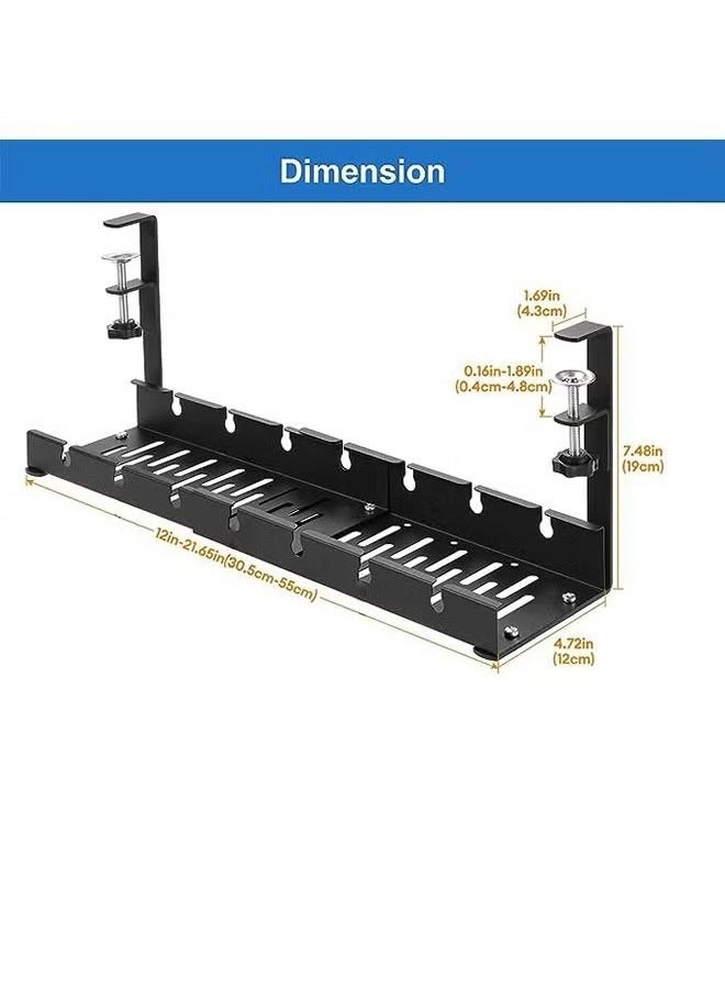 Beauenty Under Desk Cord Organizer, Under Desk Cable Management Tray-The upgraded shrinkable product, No Drill Cable Organizer for Wire Management, No Damage to Desk, Perfect for Office/Home/Kitchens - Image 4