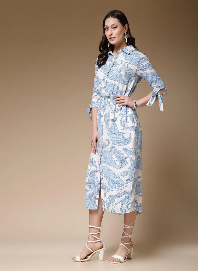 Freehand  Women Loose Fit Casual Tropical Print Shirt Dress for Women | Best Price UAE
