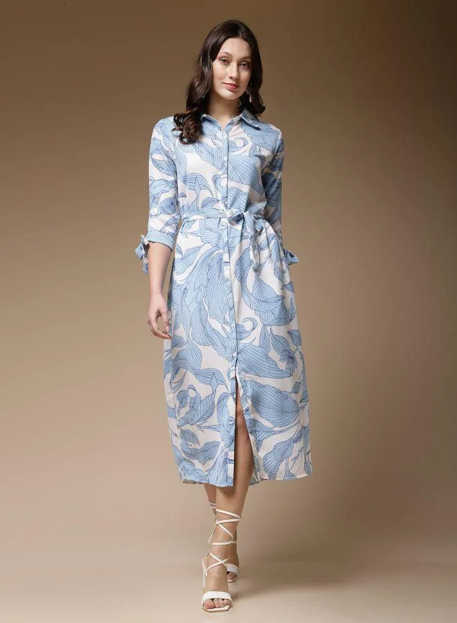 Freehand  Women Loose Fit Casual Tropical Print Shirt Dress for Women | Best Price UAE