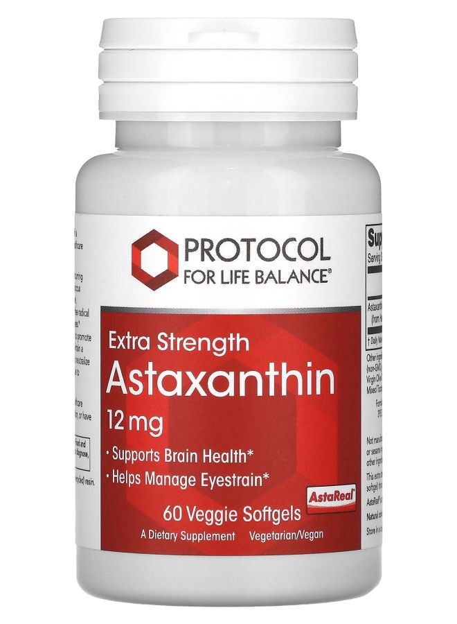 Astaxanthin Extra Strength 12 mg 60 Veggie Softgels