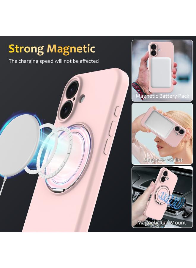 S-TOP Case For iPhone 16 Liquid Silicone MagSafe Phone Case with Rotating Holder - Image 4