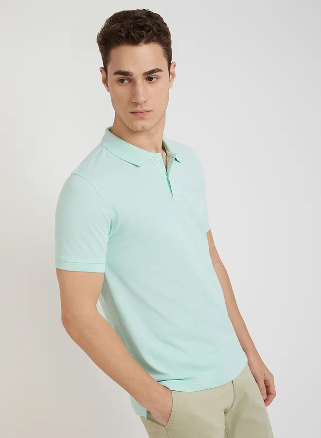 Parx Men Green Regular Fit Solid Polo T-Shirt