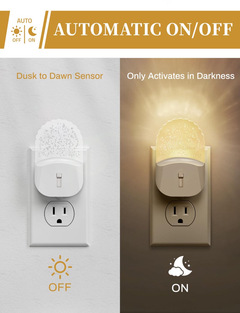 DORESshop LED Night Light, Baby Night Lights [2 Pack], Plug in Night Light with Auto Dusk to Dawn Sensor, Adjustable Brightness NightLight for Kids, Bathroom, Bedroom, Nursery Room, Soft White 3000k - Image 3