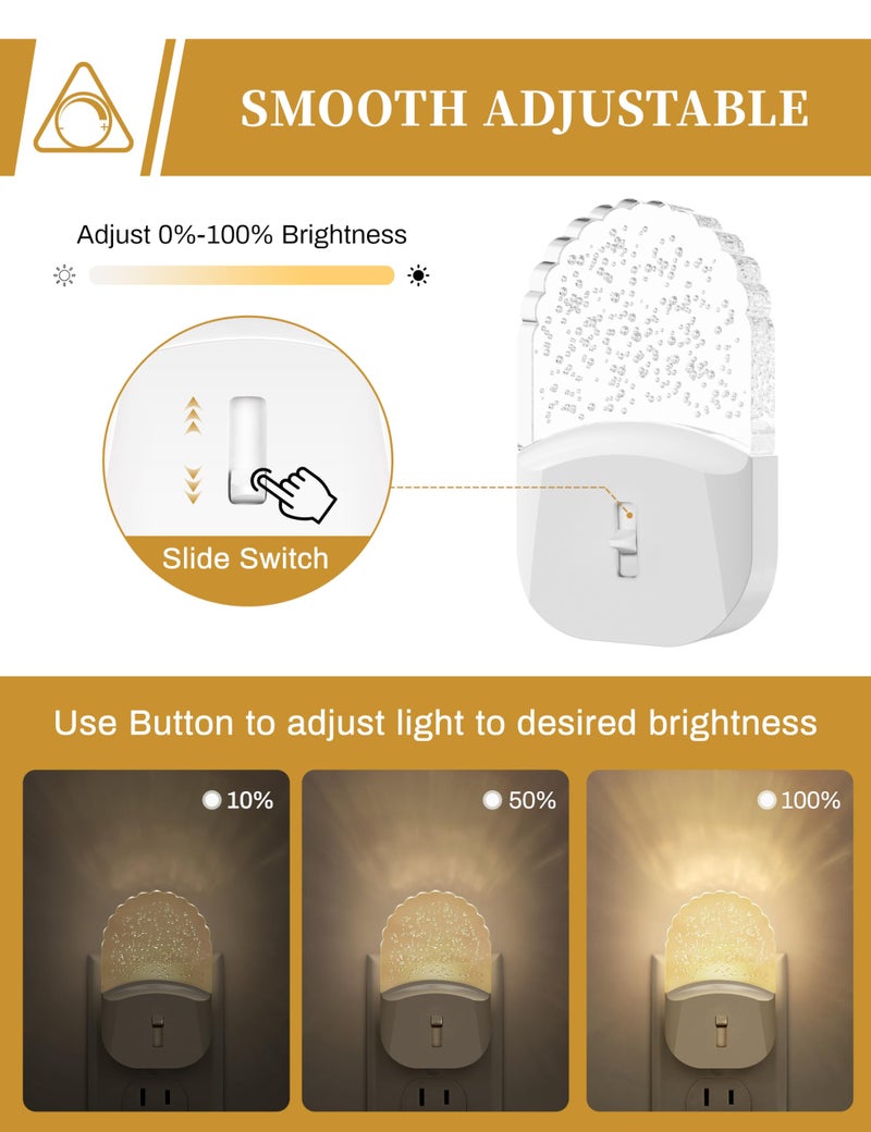 DORESshop LED Night Light, Baby Night Lights [2 Pack], Plug in Night Light with Auto Dusk to Dawn Sensor, Adjustable Brightness NightLight for Kids, Bathroom, Bedroom, Nursery Room, Soft White 3000k - Image 2