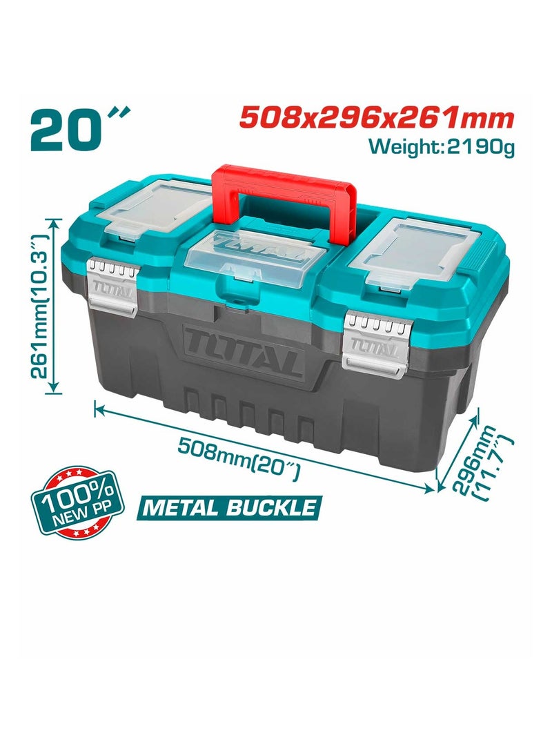TOTAL Plastic Storage Tool Box 20 Inches With Metal Buckles TPBX0202 - Image 3