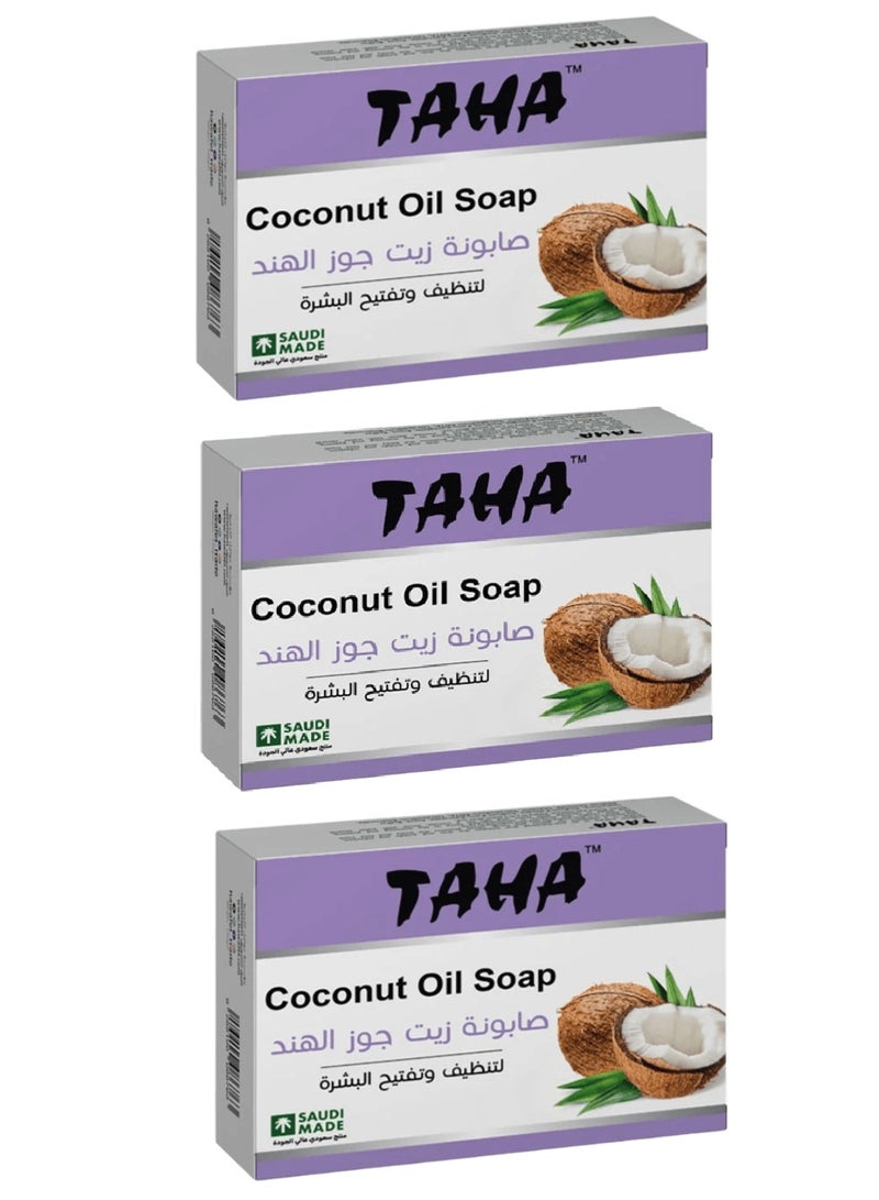 طه 3 قطع من صابونة زيت جوز الهند 125 ج - Image 1