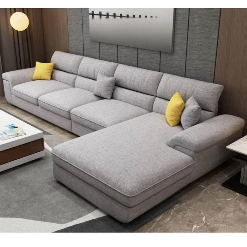 home house Corner Sofa - Linen - Grey - 85 x 200 x 300 x 85 cm - Image 1