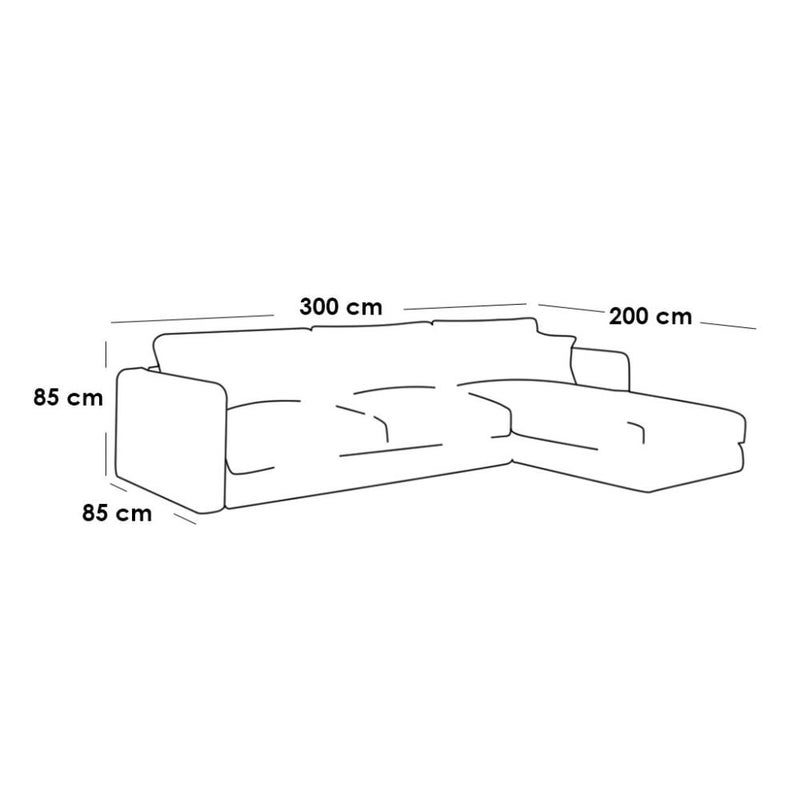 home house Corner Sofa - Linen - Grey - 85 x 200 x 300 x 85 cm - Image 2