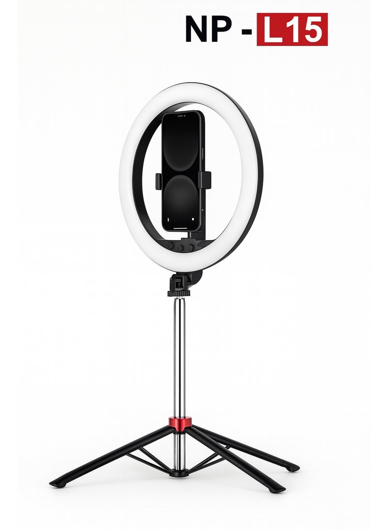 ني فو رينج لايت NeePho NP-L15 بحجم 10 بوصة مع ترايبود قابل للتمديد حتى 2.1 متر وتحكم بلوتوث وإضاءة ثلاثية الألوان - Image 3