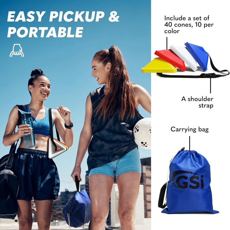 GSI Sports Training Cones for Agility Drills – Soccer & Basketball Multi-Sport Field Markers, Durable Flexible Cones in Multiple Shapes & Packs (20–80 Pack) - Image 5