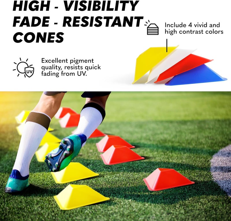 GSI Sports Training Cones for Agility Drills – Soccer & Basketball Multi-Sport Field Markers, Durable Flexible Cones in Multiple Shapes & Packs (20–80 Pack) - Image 4