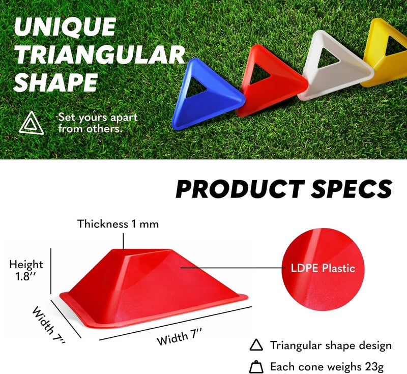 GSI Sports Training Cones for Agility Drills – Soccer & Basketball Multi-Sport Field Markers, Durable Flexible Cones in Multiple Shapes & Packs (20–80 Pack) - Image 2