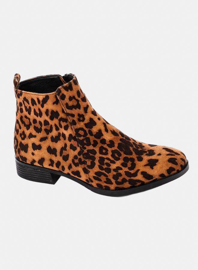أكس أو ستايل بوت للكاحل من الجلد - نمر - Image 1