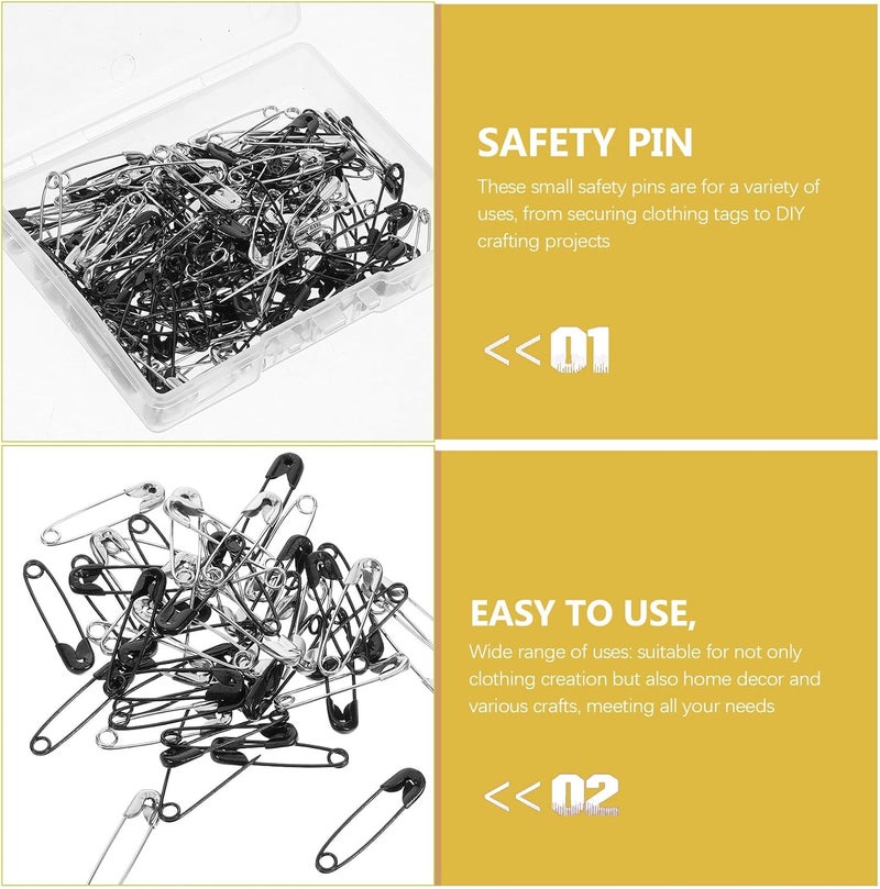 120pcs 19mm Safety Pins for Clothes Metal Mini Name Tag Pins DIY Craft Sewing Accessories and Jewelry Making Black Silver Random Color - Image 3
