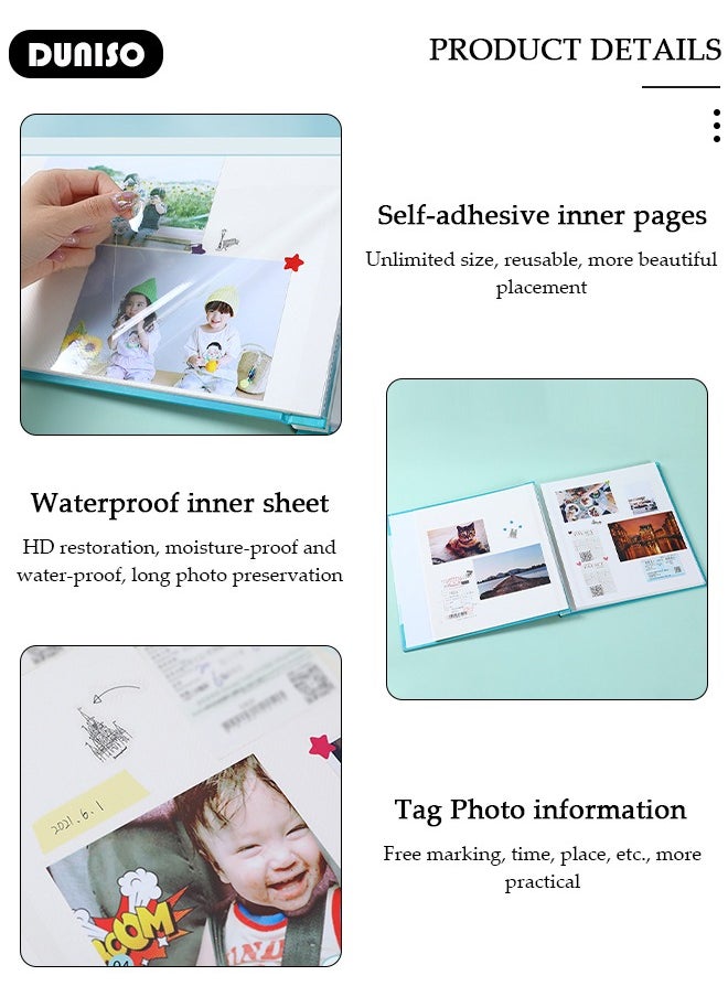 DUNISO Photo Albums, 40 Pages Large Photo Album Self Adhesive Scrapbook Album, Magnetic Self-stick Photos Hand Made DIY Albums, Memory Book Holds 3x5, 4x6, 5x7, 6x8, 8x10 Inch Photos  - Image 2
