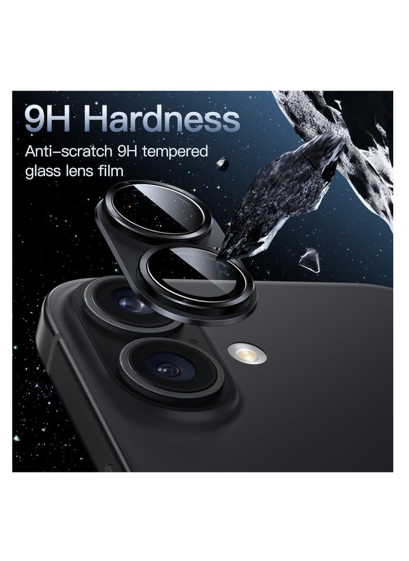 Aookay Compatible with iPhone 16 Plus / iPhone 16 Camera Lens Protector, [Not Easy to Break][Strong Adsorption][Case-Friendly] Metal Tempered Glass Rear Camera Screen Cover  (Black）  - Image 4