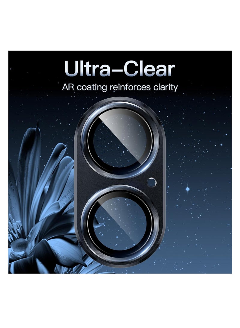 Aookay - Compatible with iPhone 16 Plus / iPhone 16 Camera Lens Protector, [Not Easy to Break][Strong Adsorption][Case-Friendly] Metal Tempered Glass Rear Camera Screen Cover  (Black） - Image 1