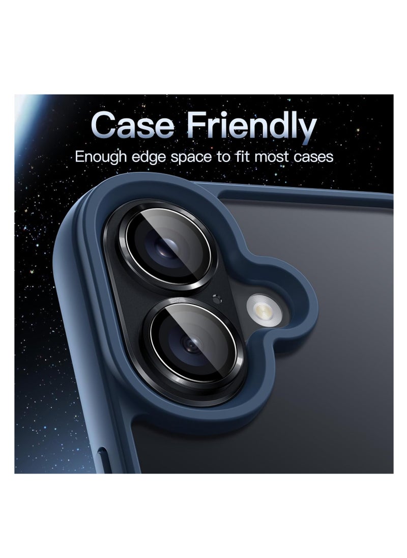 Aookay - Compatible with iPhone 16 Plus / iPhone 16 Camera Lens Protector, [Not Easy to Break][Strong Adsorption][Case-Friendly] Metal Tempered Glass Rear Camera Screen Cover  (Black） - Image 1