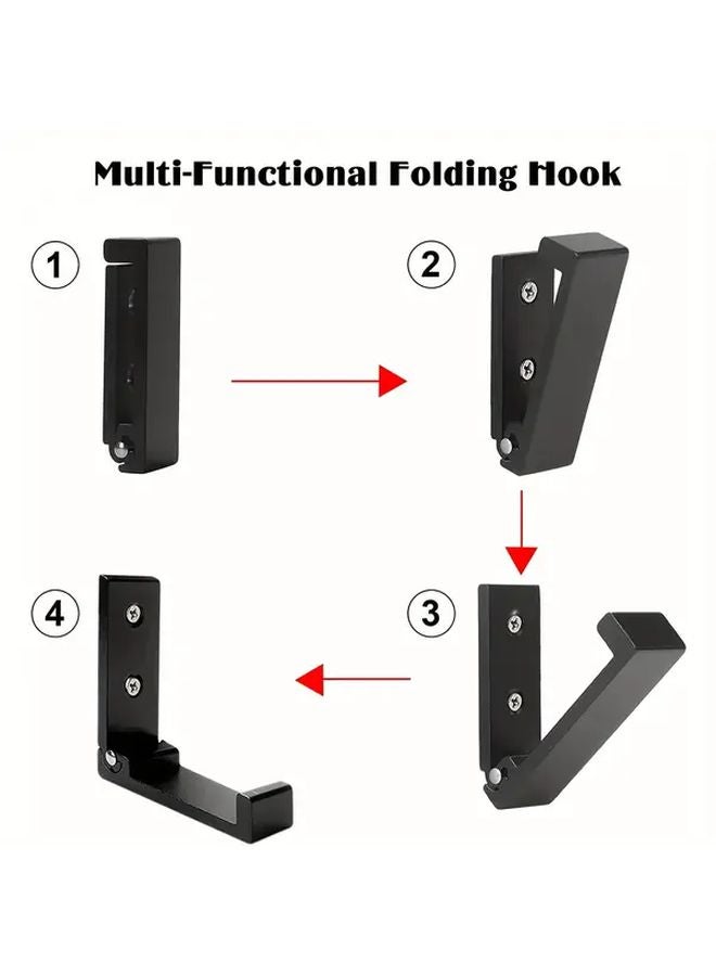 Modern Wall Mounted Coat Hooks 2PCS Black Heavy Duty Aluminum Space Saving Hangers - Image 3