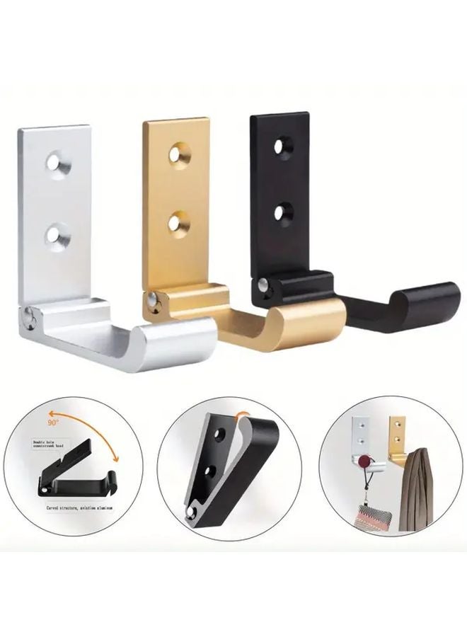 Modern Wall Mounted Coat Hooks 2PCS Black Heavy Duty Aluminum Space Saving Hangers - Image 2