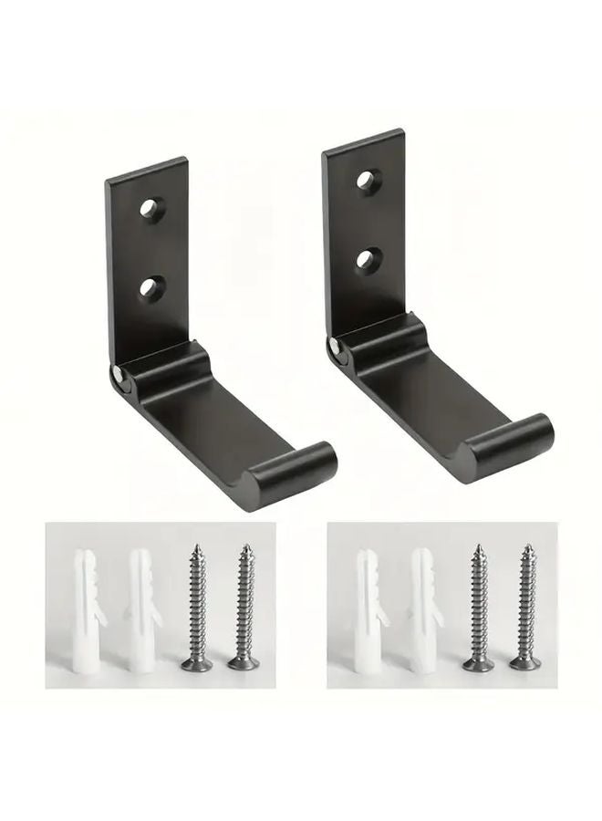Modern Wall Mounted Coat Hooks 2PCS Black Heavy Duty Aluminum Space Saving Hangers - Image 1