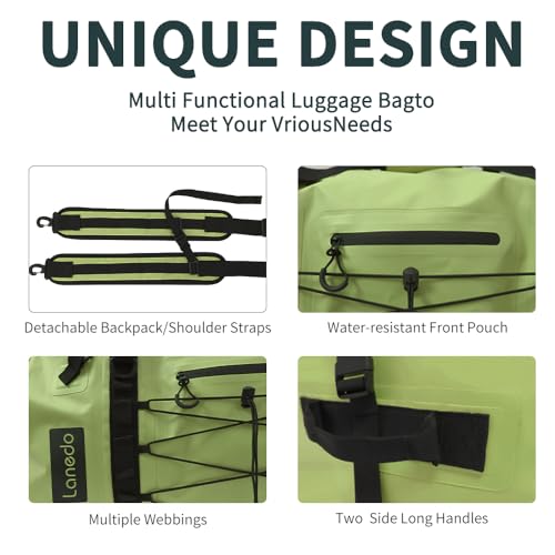 Lanedo 80L Dry Bag Large Waterproof Bag Roll-Top Heavy Duty Fishing Duffel Bag with Durable Straps & Handles for Kayaking Paddle boarding Boating Rafting Fishing Canoeing Camping (Green) - Image 4