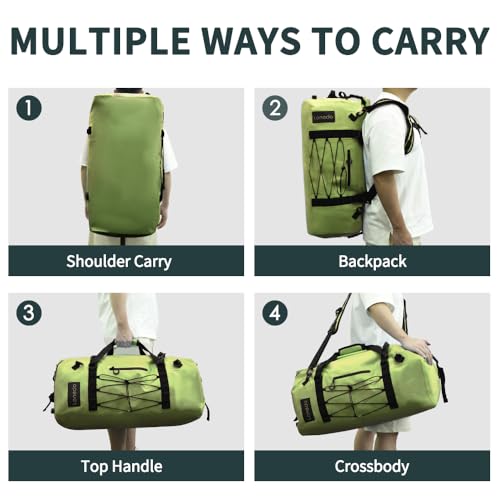 Lanedo 80L Dry Bag Large Waterproof Bag Roll-Top Heavy Duty Fishing Duffel Bag with Durable Straps & Handles for Kayaking Paddle boarding Boating Rafting Fishing Canoeing Camping (Green) - Image 5