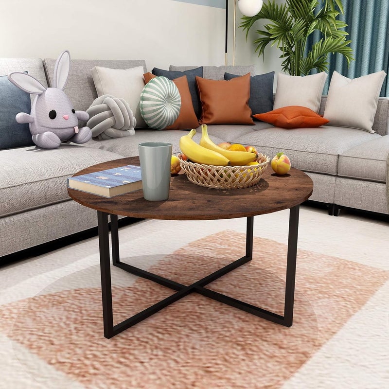 HOMERECOMMEND طاولات قهوة للمطبخ وغرفة الطعام طاولة مستديرة إبداعية بأرجل معدنية سوداء طاولة شرفة للشاي طاولة دراسة من خشب البلوط الأبيض - Image 1