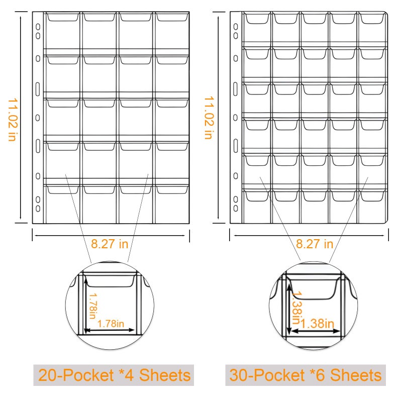 GoShambar Coin Collection Book Holder for Collectors,428 Pockets Coin Collection Supplies & 12 Sleeves Paper Money Currency Album, Display Storage Case for All Coins (Brown) - Image 3