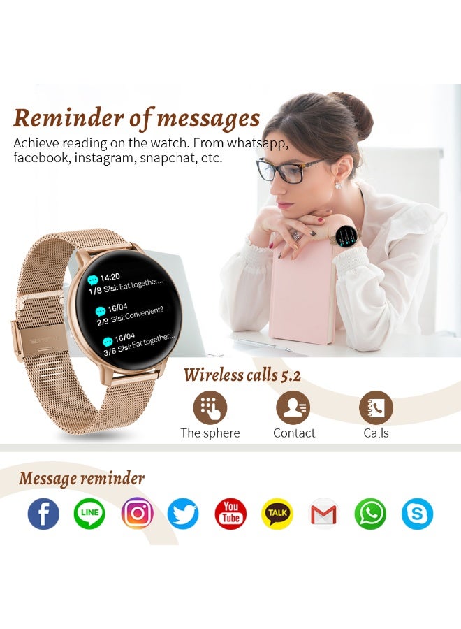 LIGE Elegant Simplicity Smart Watch for Women,1.39 Inch IPS Full Touch Screen Wireless Calling, IP67 Waterproof, Sports Tracker, Health/Heart Rate/Sleep Monitoring Smart Watches,Suitable for Ladies with Pink&Rose Gold Strap,Compatible with iOS and Android Phones - Image 4