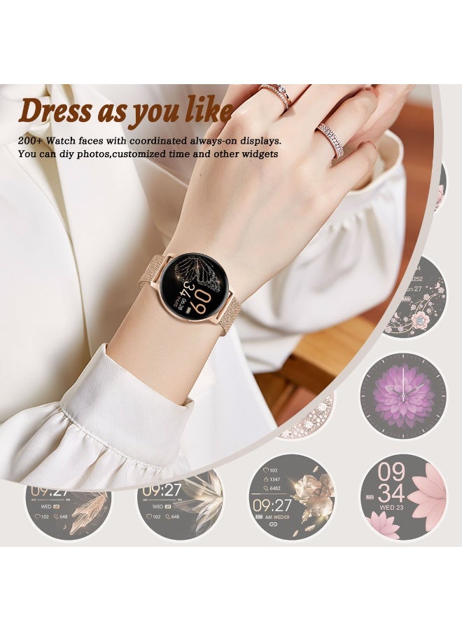 LIGE Elegant Simplicity Smart Watch for Women,1.39 Inch IPS Full Touch Screen Wireless Calling, IP67 Waterproof, Sports Tracker, Health/Heart Rate/Sleep Monitoring Smart Watches,Suitable for Ladies with Pink&Rose Gold Strap,Compatible with iOS and Android Phones - Image 2