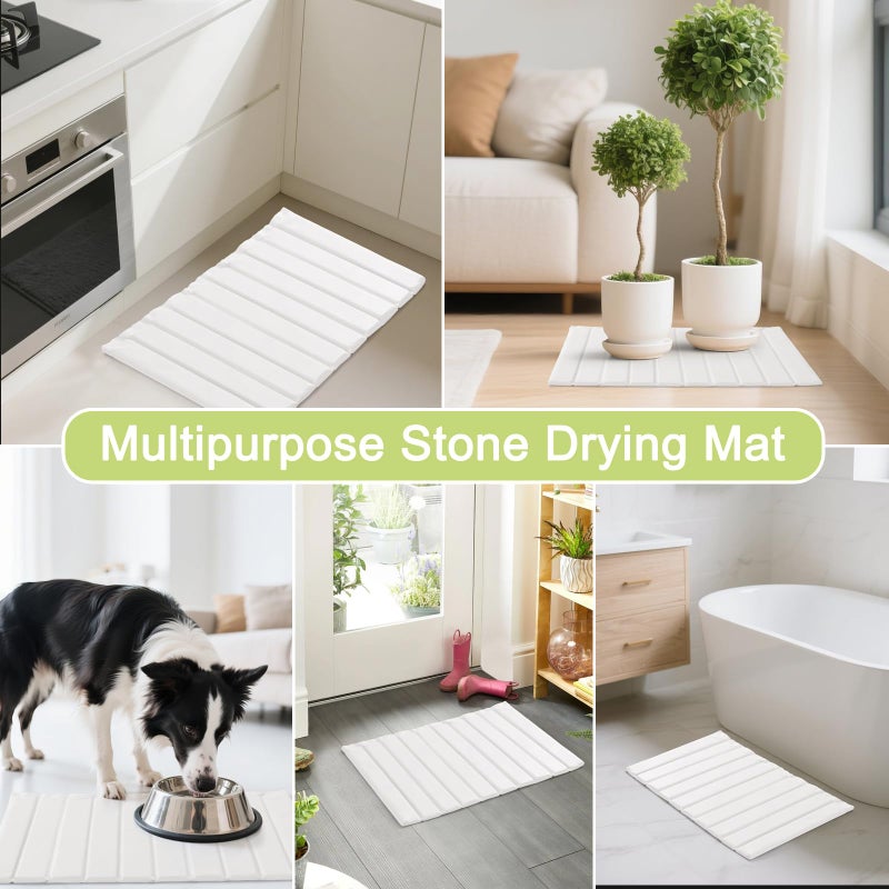 Oxydrily Large Stone Drying Mat for Kitchen Counter, Ultra Absorbent Diatomaceous Earth Mat with PU Leather Cover Stain-resistant Quick Dry/Foldable, Collapsible Dish Mats for Dishes Cups 23.6"x15.3" - Image 5