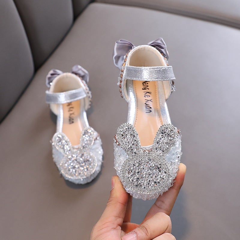 2025 Autumn New Lady Baby Girls Girls Princess Diamond Shoes Leather Shoes Dance Performance Shoes - Image 1