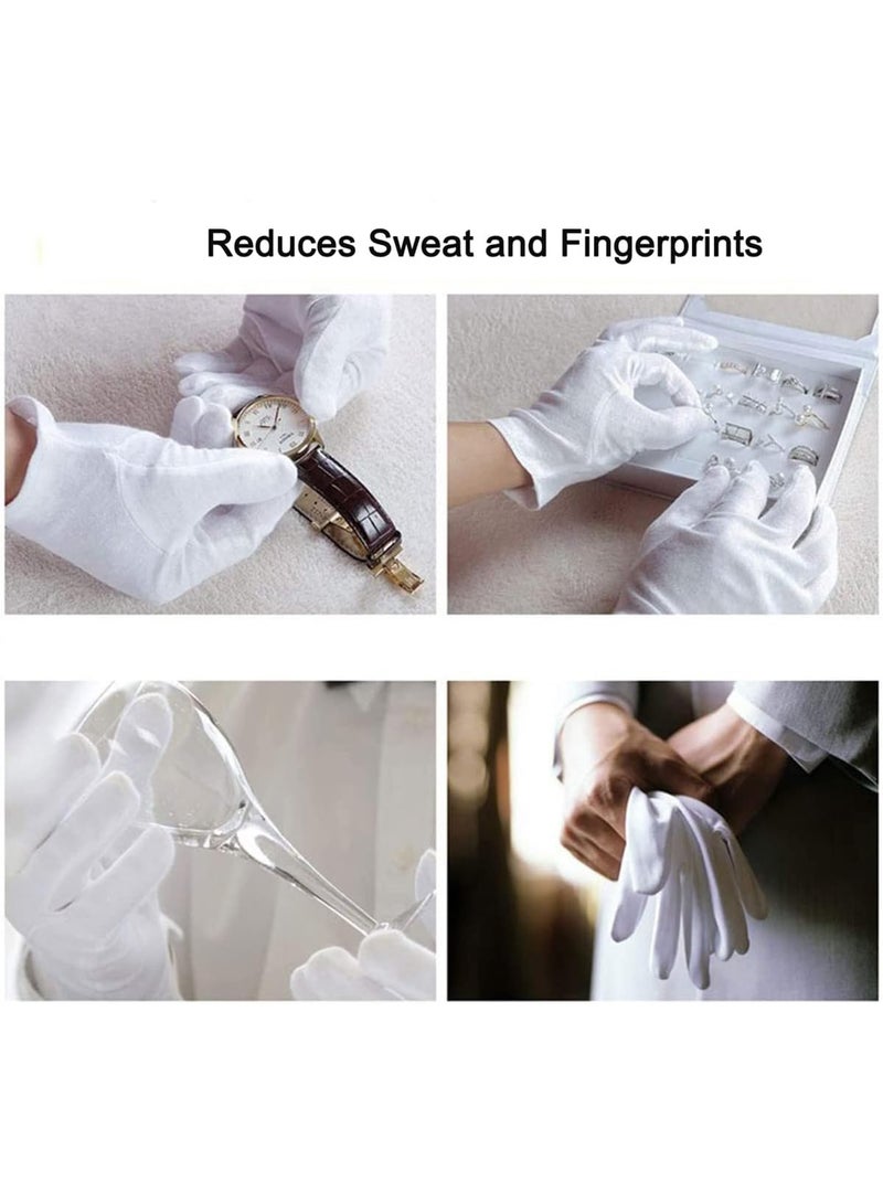 12 Pairs Cotton Gloves for Eczema and Dry Hands, Moisturizing Work Liners with Spa Benefits, Stretchy Fit for Sensitive Skin (White, One Size) - Image 3
