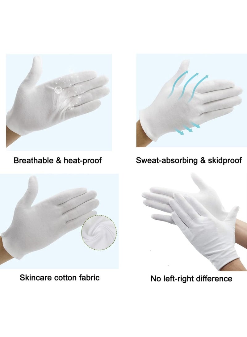 12 Pairs Cotton Gloves for Eczema and Dry Hands, Moisturizing Work Liners with Spa Benefits, Stretchy Fit for Sensitive Skin (White, One Size) - Image 2