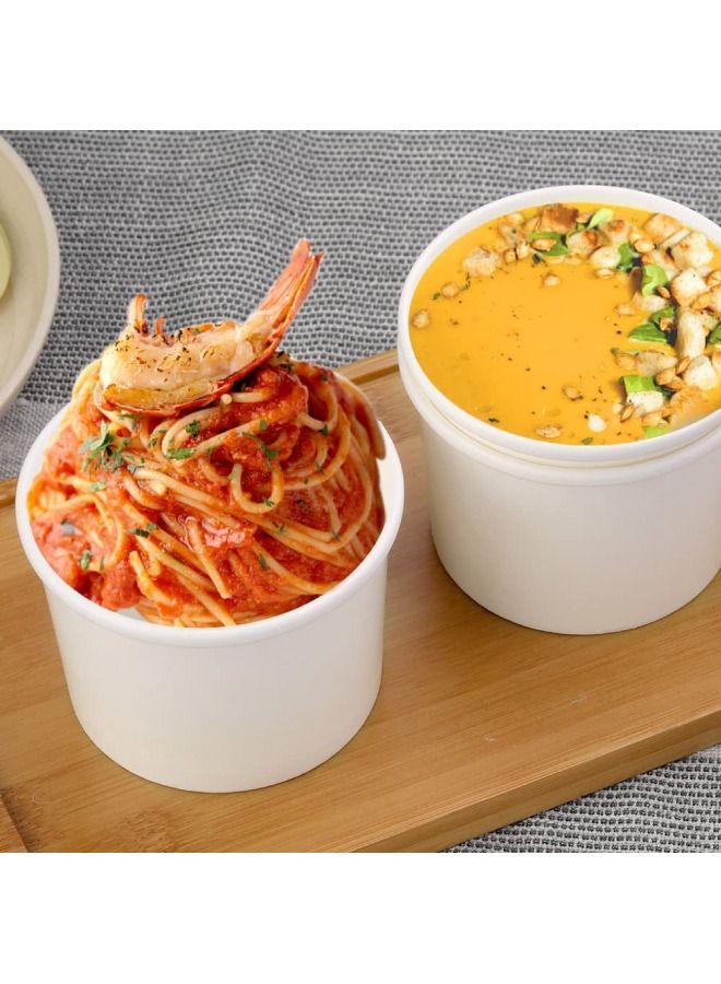 إس إن إتش باكينج أكواب ورقية بيضاء 12 أونصة مع غطاء PP شوربة سلطة آيس كريم أكواب 100 قطعة - Image 2