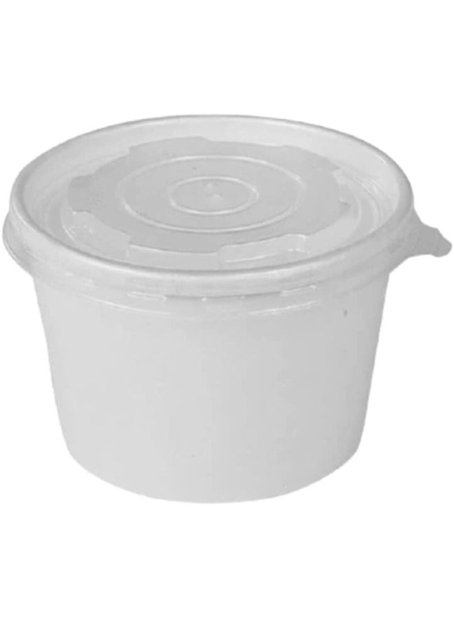 إس إن إتش باكينج أكواب ورقية بيضاء 12 أونصة مع غطاء PP شوربة سلطة آيس كريم أكواب 100 قطعة - Image 3