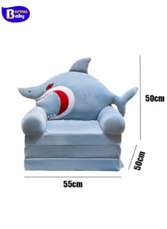 Berma Baby Three Layers of Folding Kids Sofa/Children Sofa/Lazy Sofa/Armchair Flip Open Plush Foldable Mini Sofa Softtoy Cartoon Design Baby Seat Couch (Not Cover!with Liner Filler) (Baby Shark)  - Image 2