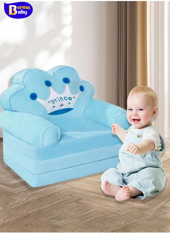 Berma Baby - أريكة أطفال قابلة للطي بثلاث طبقات/أريكة أطفال/أريكة كسولة/كرسي بذراعين قابلة للطي مع مقعد أطفال بتصميم كرتوني ناعم (بدون غطاء! مع حشو بطانة) (بيبي شارك) - Image 1