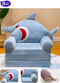 Berma Baby Three Layers of Folding Kids Sofa/Children Sofa/Lazy Sofa/Armchair Flip Open Plush Foldable Mini Sofa Softtoy Cartoon Design Baby Seat Couch (Not Cover!with Liner Filler) (Baby Shark)  - Image 1