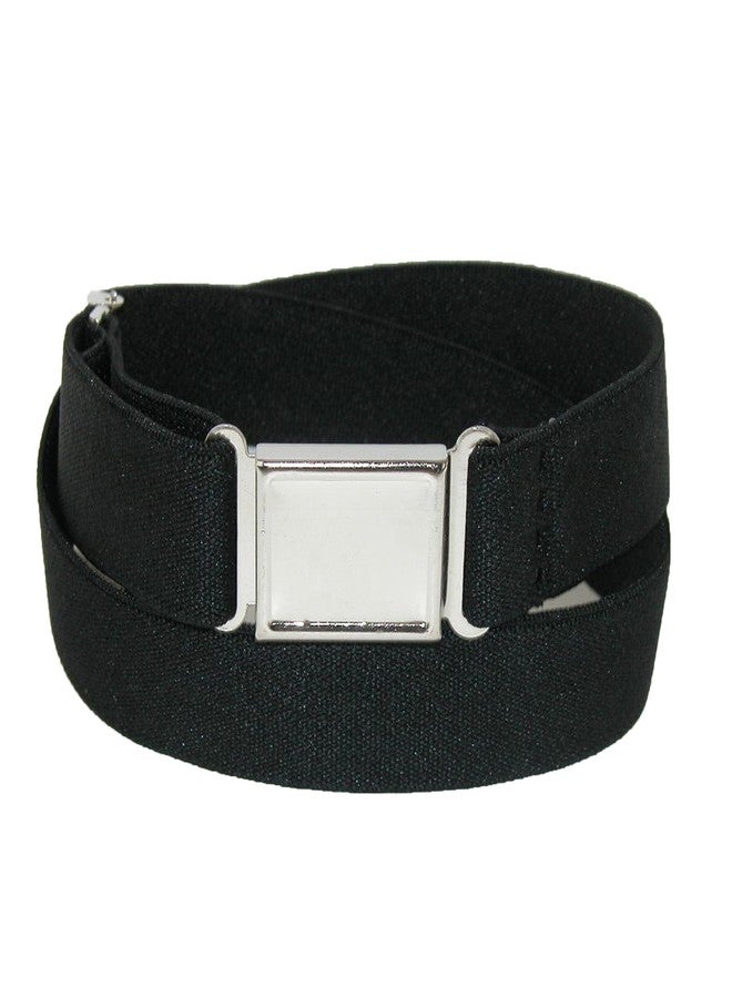 CTM Plus Size Elastic Belt with Magnetic No Show Flat Buckle, Black - Image 1